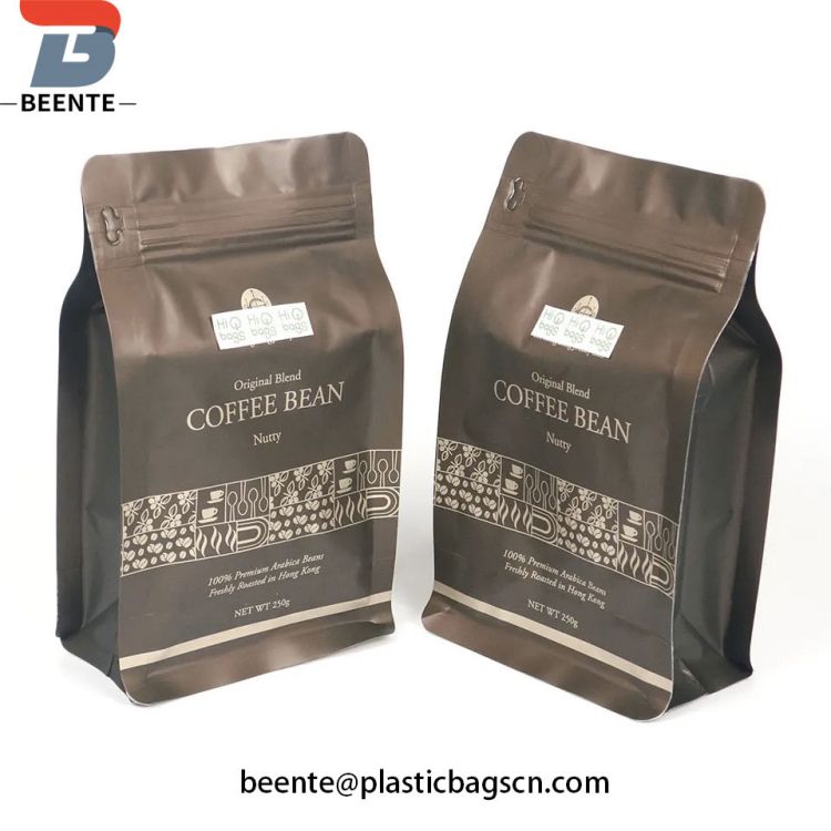 Flat Bottom Package Kraft Paper Tea Bags Coffee Bean Packaging Bags